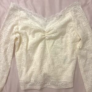 Derek Heart Cream Lace Off-Shoulder Top